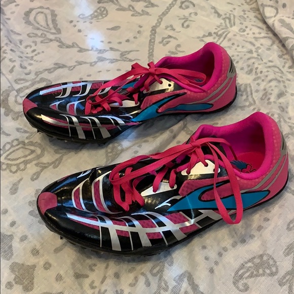 Brooks PR Sprint Track Black Pink Cleats Sz 8.5 - Picture 2 of 6